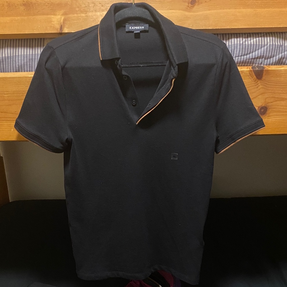 Express Men's Polo Shirt with Black and Tan Accents